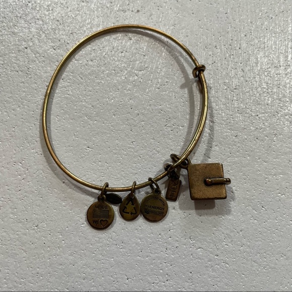 Alex and Ani Golden Graduation Cap and Gown Bracelet Bangle Charm 2014 - Picture 2 of 5